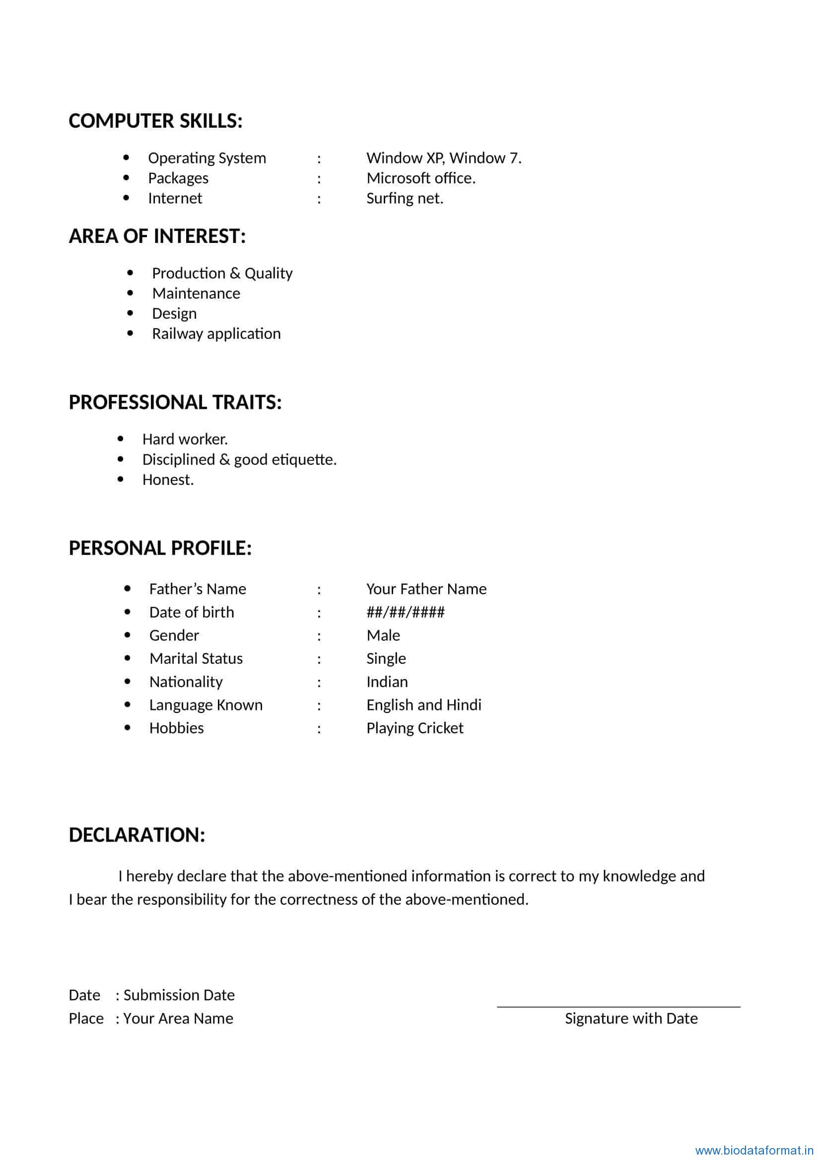 BIODATA FORMAT 08 - BiodataFormat.in