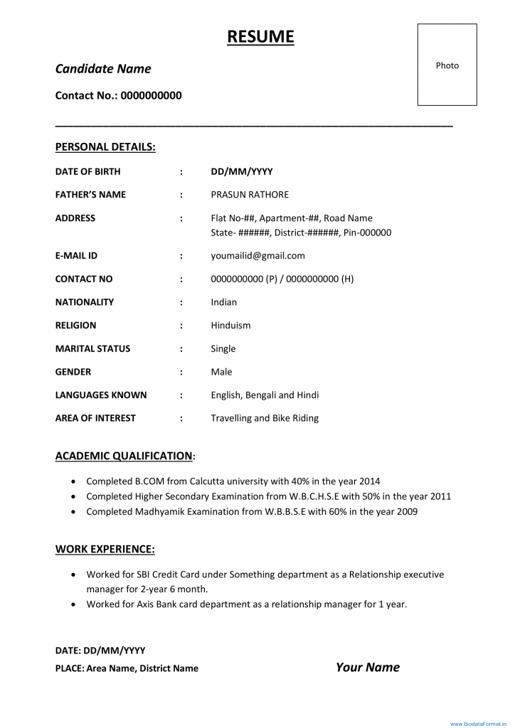 Best and Simple resume and biodata format 15