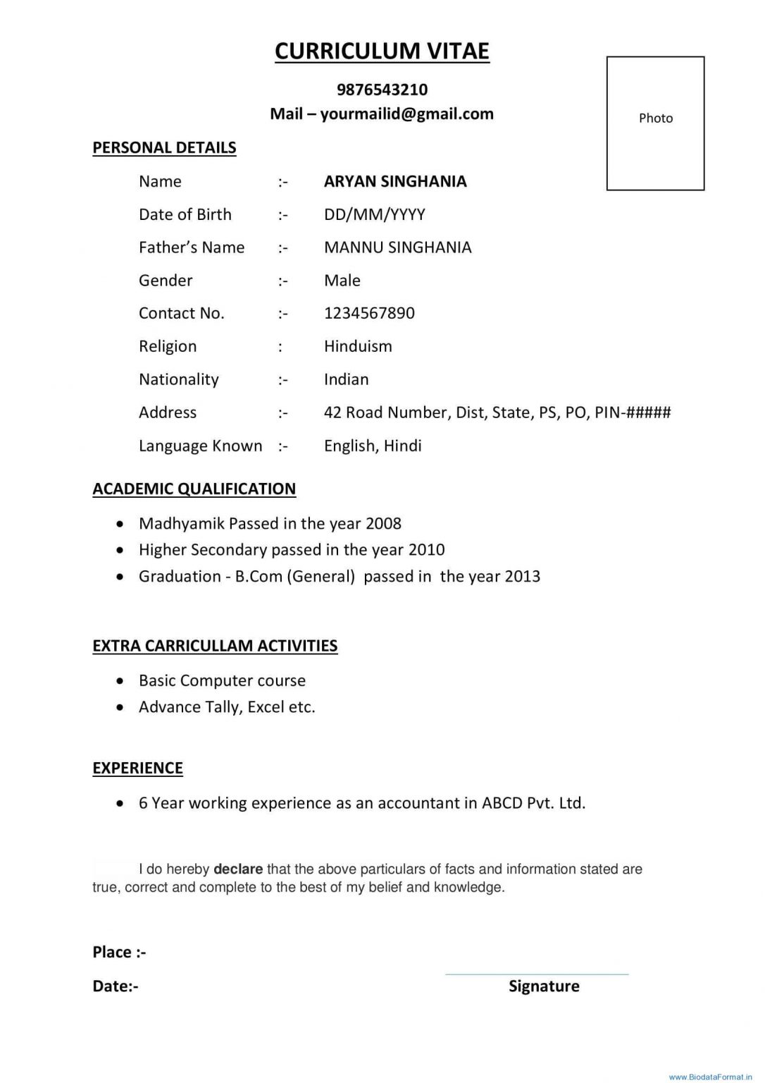 Class 12 Biodata Format Biodataformat In - Vrogue