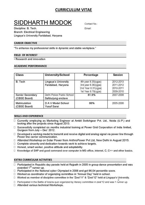 Biodata Format for Teacher, Professional and Engineers