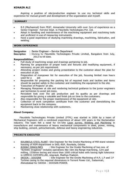 Resume format for Office Executive or manager level candidates