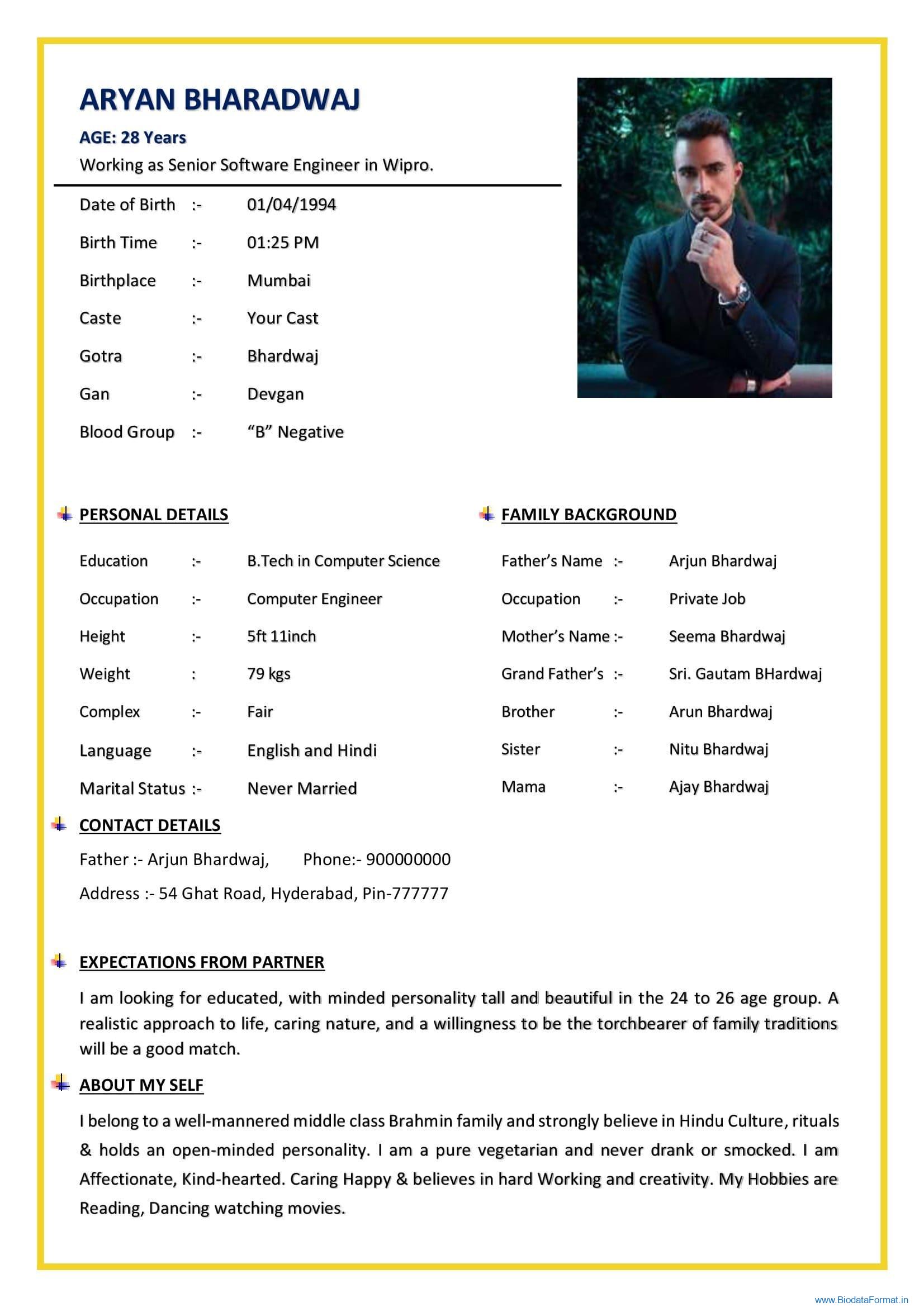 Marriage Biodata For Boys Color Format 2 7964